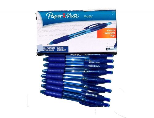 Paper Mate Profile BLUE Ball Point Pens Bold 1.4mm, LOT OF 8
