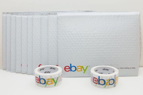 eBay Branded Shipping Supplies 2 ROLLS 75 Yard BOPP TAPE &amp; 10 9.5x13 AIRJACKETS