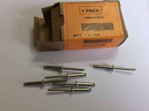 Pop rivets all stainless steel 6-12 3/16 x 950grp usa made qty 25 for sale