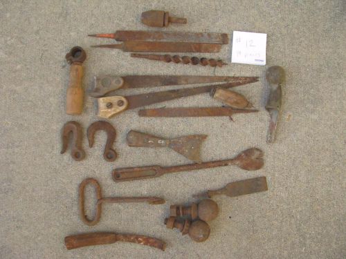 Vintage Lot Primitive tools Barn Find Lot number 12  19 pieces trailer ball saw