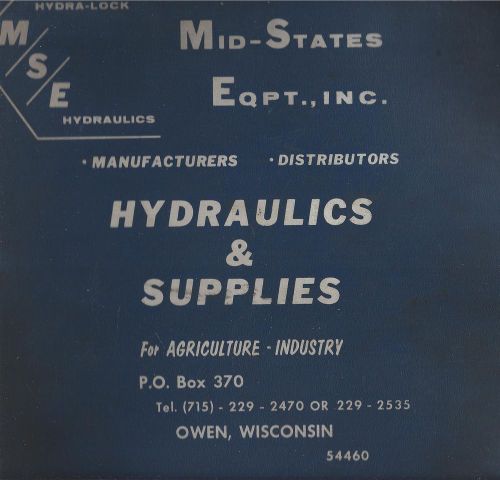 Old Vintage &#039;80 Manual Book Mid States Equipment Hydraulics Supplies Agriculture
