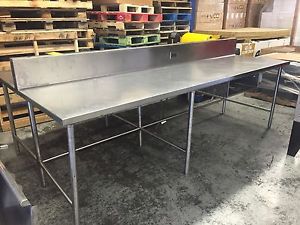 Huge stainless steel kitchen island prep / work table sink station 64&#034; x 118&#034; for sale