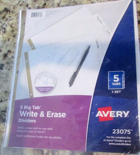 Avery Big Tab Write-On Dividers, 5-Tabs, White, 1 Set