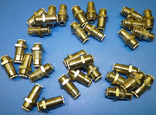 Lot of 32 - 1/4&#034; tube nickel plated brass push-to-connect bulkhead union for sale