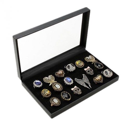 36 Slots Retail Jewelry Ear Stud Ring Display Tray Holder Velvet Pad Box Case