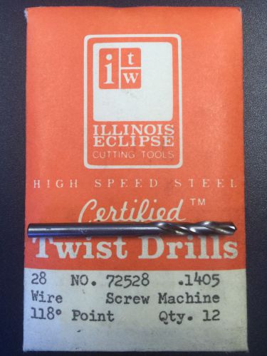 ITW HSS Screw Machine Twist Drills 28 Wire .1405 #72528, 120-pack