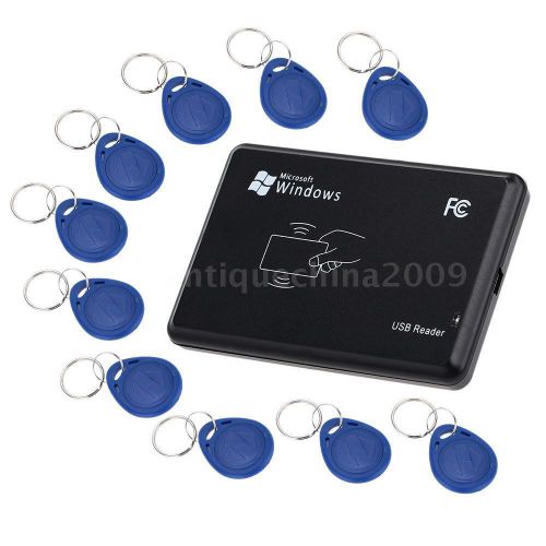 Portable RFID 125KHz Near To Smart R20D-USB ID Reader with 10pc IC Key Card U8P9