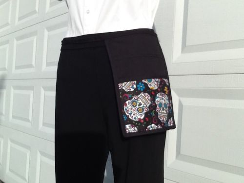 BLACK Skulls  HIP BARTENDER, WAITRESS Hip APRON RESTAURANT Classyaprons
