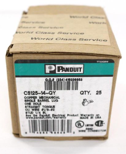 Panduit cs125-14-qy copper mechanical single barrel lug - box of 25 - nib for sale