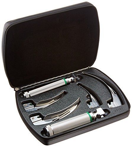 Welch Allyn 69697 E-MacIntosh Fiber Optic Laryngoscope Set with Case, #1, 2, 3,