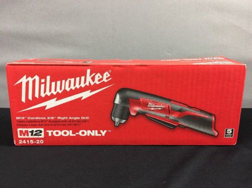 Milwaukee 2415-20 M12 12v Lo-ion 3/8&#034; Cordless Right Angle Drill (2772-1CJ)