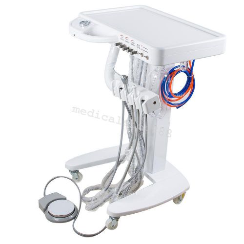 Dental Delivery Mobile Cart Unit Equipment for dental Lab/Clinic 4Hole +syringe