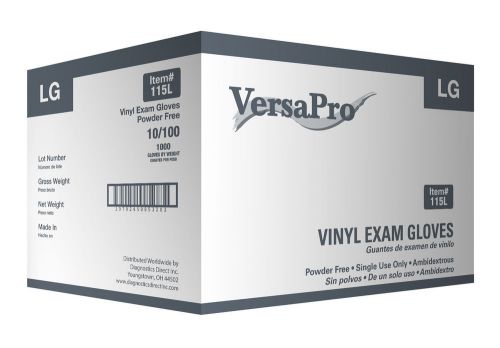 VersaPro Vinyl Exam Gloves Powder Free, 1000/cs Size: Large