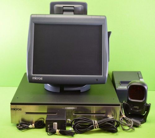 Micros workstation 5a terminal touch pos system w/ drawer, printer, scanner for sale