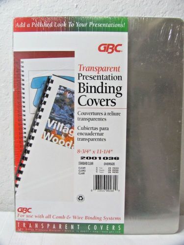 GBC TRANSPARENT PRESENTATION BINDING COVERS~25 PIECES~FOR USE W/COMB &amp; WIRE SYST