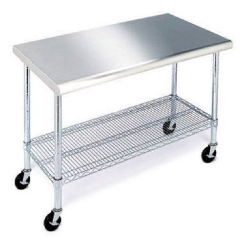 Rolling kitchen table cart stainless steel cutting top workbench wire shelving for sale