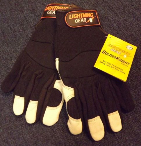 NEW! Lightning Gear GoldenKnight Saftey Gloves (Leather, Medium)
