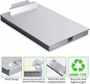 Storage Metal Clipboard Aluminum Binder Letter Size Form Holder Box Office Paper