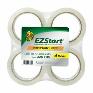 Duck EZ Start 1.88 in. x 54.6 yd. Clear Acrylic Packing Tape, 4-pack NEW