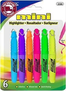 BAZIC Mini Highlighter Pen Assorted Color, Chisel Tip Broad Fine Line Highlighte