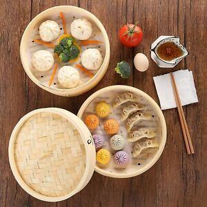 Bamboo Steamer Basket 10 inch and 304 Stainless Steel Steamer Ring Set Dim sum