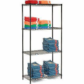 Nexel Black Epoxy Wire Shelving Starter 36&#034;W x 18&#034;D x 54&#034;H 18365B  - 1 Each