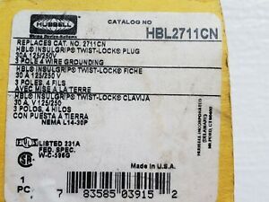 Lot of two! Hubbell HBL2711CN Twist-Lock Plug 30A 125/250V 4W 3P