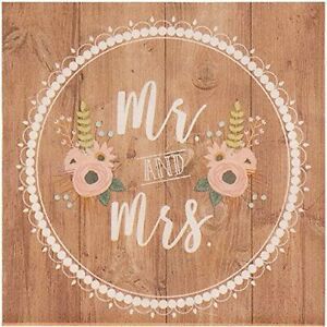Mr. and Mrs. Paper Napkins for Weddings 6.5 x 6.5 In 150 Pack