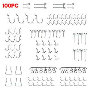 100Pc Pegboard Hook Assortment Kit Storage Shop Garage Organizing Tools Hanger A