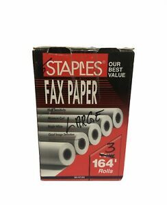 Staples Thermal Fax Paper Rolls 3 Ct 8 1/2”x164’ - 1” Core NEW 3 rolls LONG