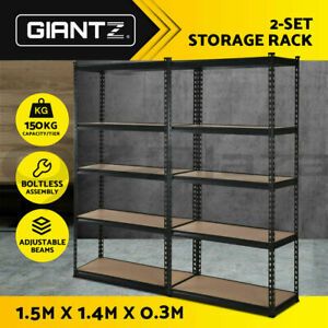 Giantz 2x1.5M Warehouse Racking Shelving Rack Storage Garage Shelves Steel Shelf