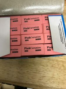 Dixon Pink Carnation Wedge Erasers, Small, Pink, 2&#034; x .75&#034;, 36-Pack (38920)