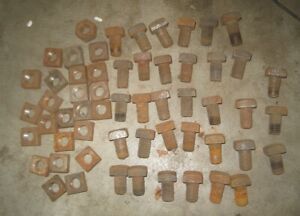 Used 5/8-11 x 1 Square Head Machine Bolts Nuts Antique Architectural Salvage 20x