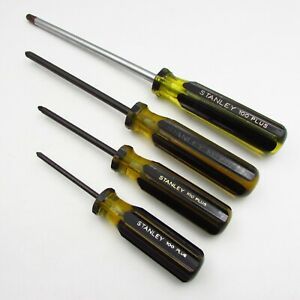 Vintage Stanley Pozidriv Phillips Tip 4 PC Set Screwdriver 100 Plus USA Made