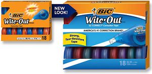 BIC Wite-Out Brand EZ Correct Correction Tape, White, 18-Count, Translucent Disp
