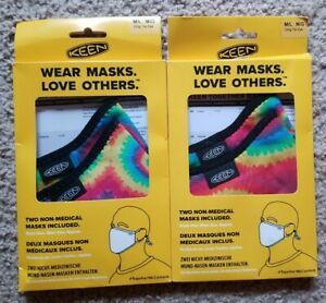 4 pack New Keen Together Adjustable Cotton Face Mask Reusable M/L Tie Dye