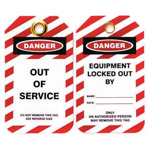 SKILCRAFT 5340-00-NIB-0403 Lockout Tag,Black,Red/Wht,Plastic,PK10