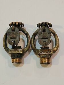 2 Fire sprinklers antique brass upright C.S.B. 1951 165 degree mdl A #33