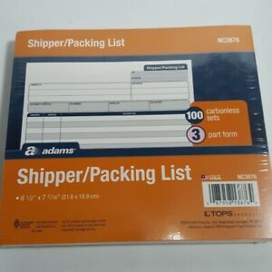 Adams Shipper/Packing List, 8-1/2&#034; x 7-7/16&#034;, Carbonless 3-Part 100-Sets