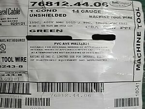 Carol 76812 #14awg Stranded Bare Copper PVC Hook Up Wire AWM MTW 600V Green/50ft