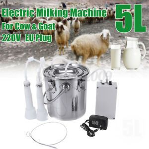 5L Dual Heads Electric Milking Machine Vacuum Pump Portable Farm Cow/Goat Milker