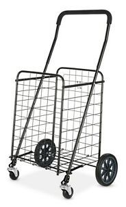 Mainstays Adjustable Steel Rolling Shopping Cart - Black - 21.5&#034; x 19.50&#034; x 41.0