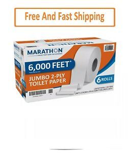 Marathon Jumbo Roll Bathroom Tissue, Septic Safe, 2-Ply, White, 3 1/2&#034; x 1000&#039; (