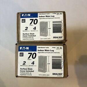 2x Eaton BR24L70SP 1-Phase 3 Wire Main Lug Load Center 4 Circuits 120/240 Volt