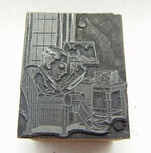 Printing Letterpress Printers Block Man Reading In Comfy Chair