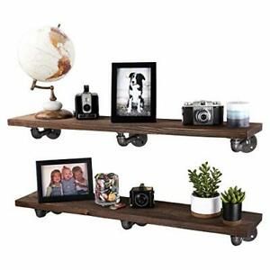 PIPE DCOR Industrial Pipe Wooden Shelves Restore Premium Douglas Fir Wood Sh...