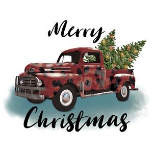 Sublimation Heat Transfer Design Merry Christmas Vintage Truck Print Leopard