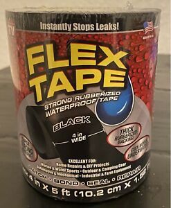 Flex Seal Strong Rubberized Waterproof Flex Tape, 4&#034; x 5&#039; - Black