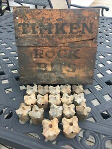 REDUCED TIMKEN Rock Bit Tips  in original vintage wood box  19 in a lot