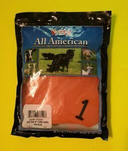 Cow/Calf Ear Tags All American 4 Star Numbered Tag, Large, Orange(25-Pack) Y-Tex